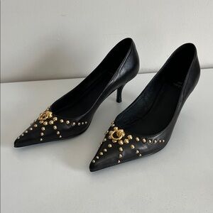 Jeffrey Campbell Black and Gold Studded Heels